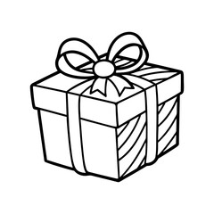 Sticker - Gift box icon. Drawn gift box with bow. Linear gift box icon. Vector illustration