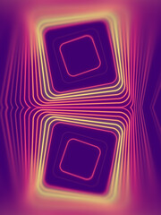 Leinwandbilder - Waves of LED light on symmetrically arranged square shapes. 3d rendering digital illustration