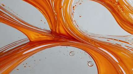 Wall Mural - Liquid color background design. Orange elements with fluid gradient. Dynamic shapes composition.