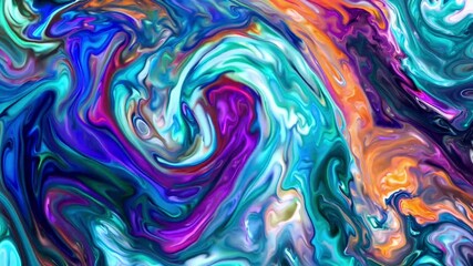 Poster - A colorful painting of a swirling mass of colors, with a blue and purple background and a yellow and orange foreground. The painting evokes a sense of movement and energy, as if the colors are dancing