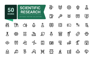 Wall Mural - scientific research icon set. pixel perfect, minimalistic web and ui icon. outline icon collections.