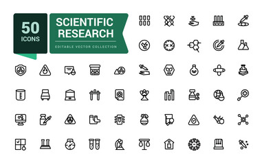 Wall Mural - scientific research icon set. pixel perfect, minimalistic web and ui icon. outline icon collections.