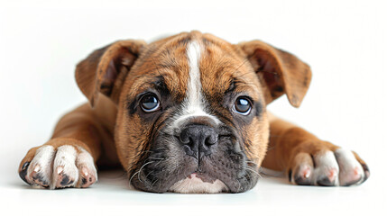 Wall Mural - a small, brown puppy lying on its belly