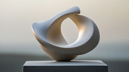 Aufkleber - A beautifully balanced modern sculpture with flowing lines and smooth curves set against a simple backdrop.