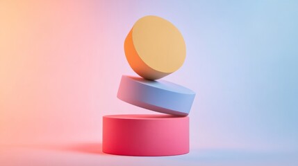 Aufkleber - Abstract geometric shapes in harmonious alignment on a soft gradient background, conveying balance and symmetry.