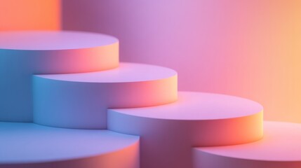 Aufkleber - Abstract geometric shapes in harmonious alignment on a soft gradient background, conveying balance and symmetry.