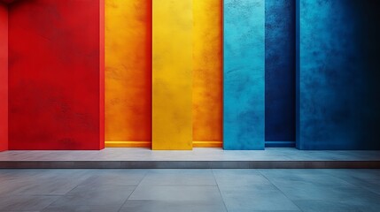 Poster - A colorful wall with a blue stripe and a red stripe