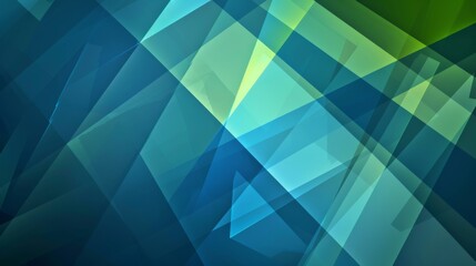 Sticker - Abstract geometric background with overlapping transparent shapes in shades of blue and green, creating a modern and dynamic design