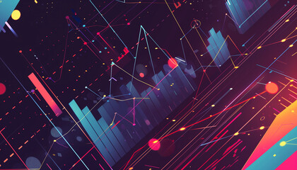 Canvas Print - business background illustrating market trends with animated line graphs, trend lines, and compariso