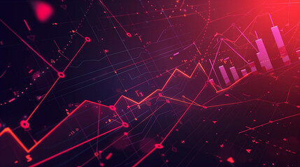 Canvas Print - business background illustrating market trends with animated line graphs, trend lines, and compariso