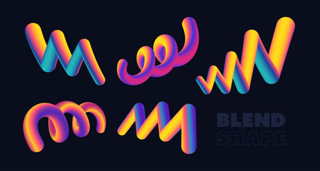 Wall Mural - set of abstract fluid curve in different shape. gradient blend line. creative design elements for co