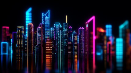 Wall Mural - Colorful pixel art city skyline