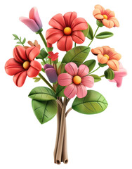 Poster - PNG Colorful 3D flower bouquet illustration