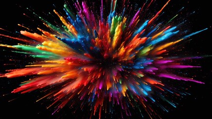 Wall Mural - Fantastic spiral explosion colorful liquid paint splatter on black background