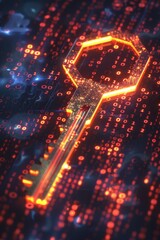 A glowing key on a digital background