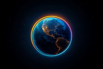 Aufkleber - A minimalist poster showcasing a simple outline of Earth with a thin, protective ring representing the ozone layer