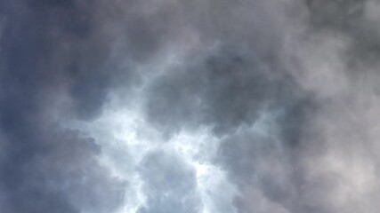 Wall Mural - bright dramatic lightening stretched across the night sky 4k