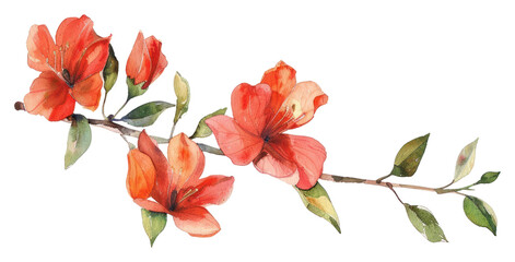 Poster - PNG Elegant watercolor floral branch