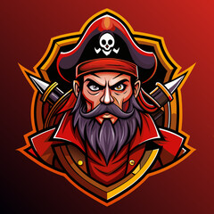 Wall Mural - Pirate mascot esport game logo illustration for sport game team