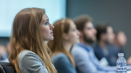 Wall Mural - People listening to a conference in a meeting room