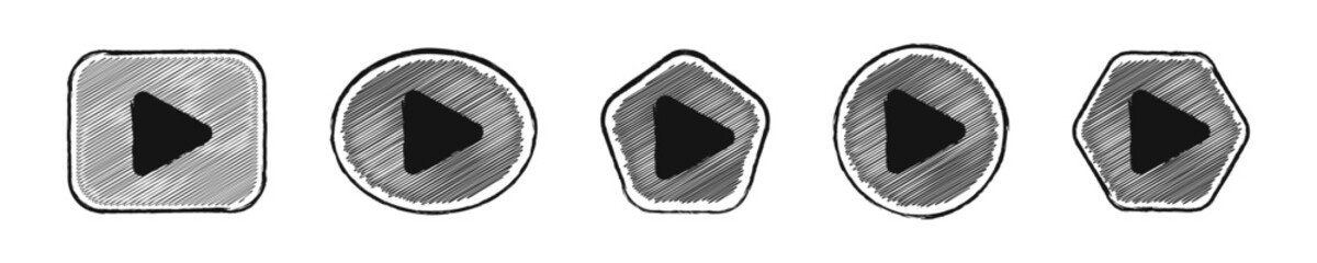 Wall Mural - play button brush style set. media player brush icons.