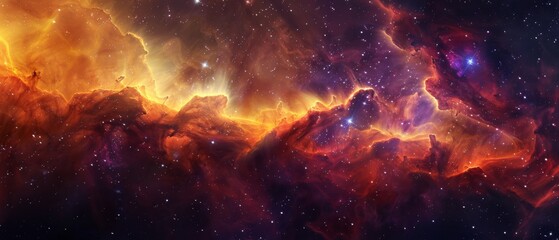 Wall Mural - a breathtaking scene of a colourful nebula capturing the vivid beauty and magic of the cosmos.