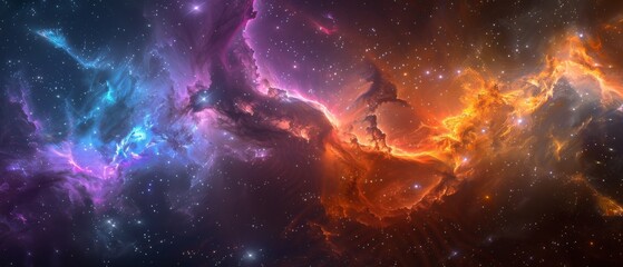 Wall Mural - a breathtaking scene of a colourful nebula capturing the vivid beauty and magic of the cosmos.