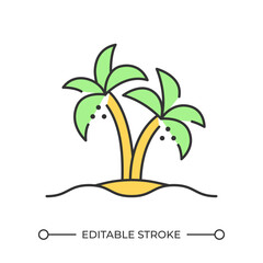 Sticker - Palms RGB color icon. Symbolizing a tropical oasis, beach setting. Coastal landscape. Holiday destination. Isolated vector illustration. Simple filled line drawing. Editable stroke