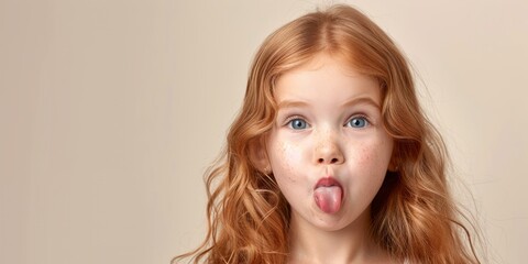 playful little girl sticking out her tongue in a light-hearted moment, expressing innocence and joy 