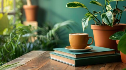 Poster - Cozy Coffee Break with Books and Plants