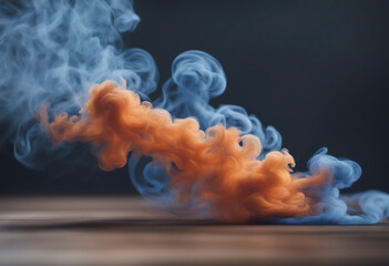 Blue and orange smoke isolated