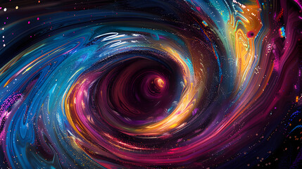 Canvas Print - a colorful spiral galaxy with a large hole in the middle. the colors are vibrant and the spiral shap
