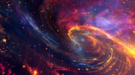 Canvas Print - a colorful spiral galaxy with a large hole in the middle. the colors are vibrant and the spiral shap