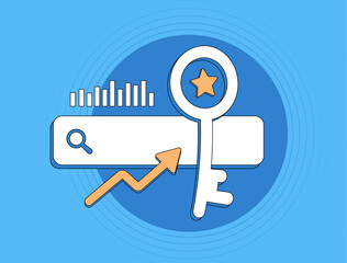 Wall Mural - keyword targeting illustration. seo target keywords for search optimization. keyword research and di