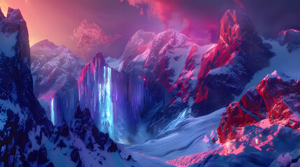 Wall Mural - A beautiful mountain range with a sky full of stars and a purple hue. 