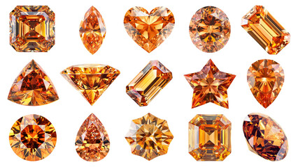 Sticker - PNG orange diamond element set, transparent background