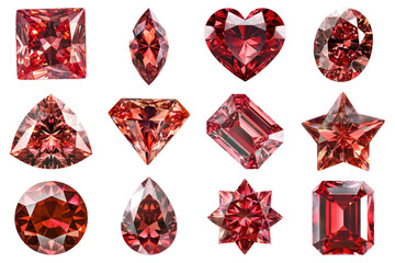 Sticker - PNG red diamond element set, transparent background