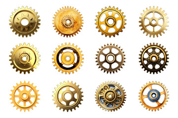 Wall Mural - PNG 3D gear wheel  element set, transparent background