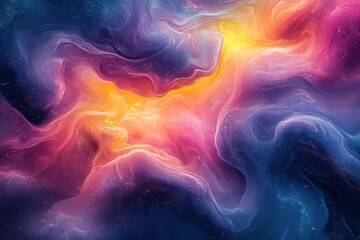 Wall Mural - abstract digital artwork of swirling liquidlike shapes melting and blending vibrant colors morphing 