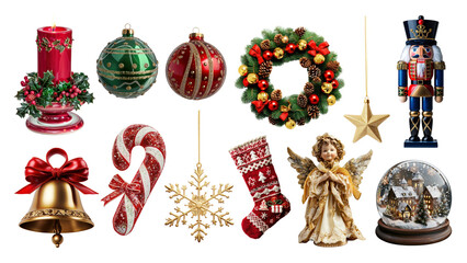 Poster - PNG Christmas ornament design element set, transparent background