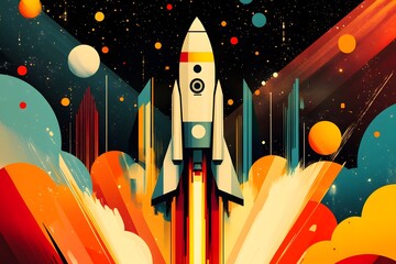 Wall Mural - Rocket Launch in Space.