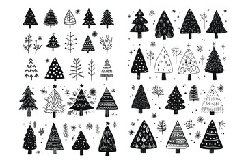 Wall Mural - Christmas tree vector silhouette 