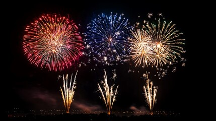 Vibrant Fireworks Display in the Night Sky