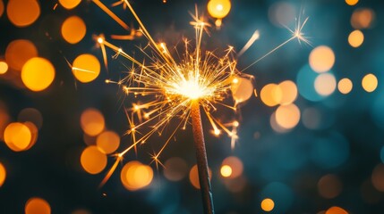 Aufkleber - Multicolored fireworks explode with dazzling lights and patterns