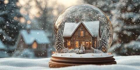 Wall Mural - Rustic Farmhouse in a Snow Globe