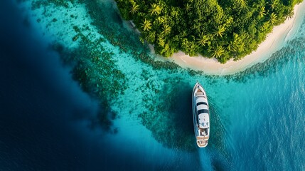 Canvas Print - Yacht and Tropical Island