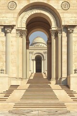 Ancient Roman Architecture Building Entrance Steps