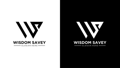 Wall Mural - letter WS logo design vector on white and black background.