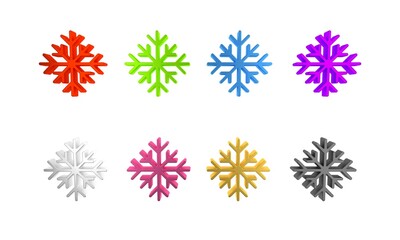 Poster - Colorful Snowflake icon isolated on white background. Minimalism concept. 3D render illustration