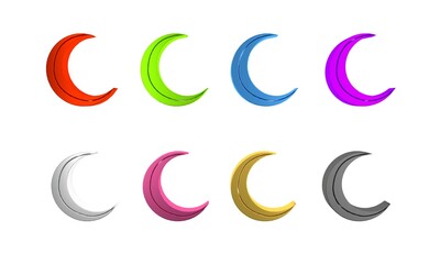 Sticker - Colorful Moon and stars icon isolated on white background. Minimalism concept. 3D render illustration